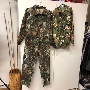 2 camouflage jacket pants hunting overalls sz 34